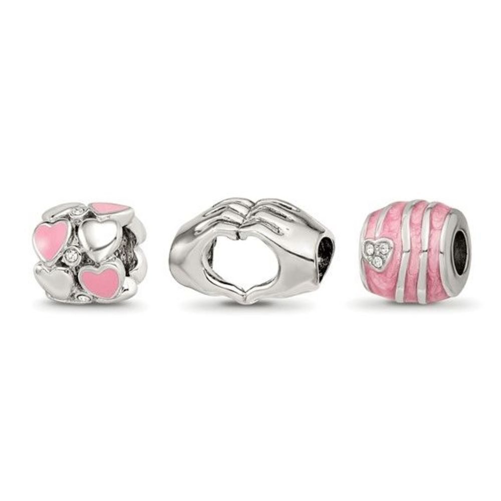 New Sterling Silver Reflections Hearts of Love Boxed Bead Set